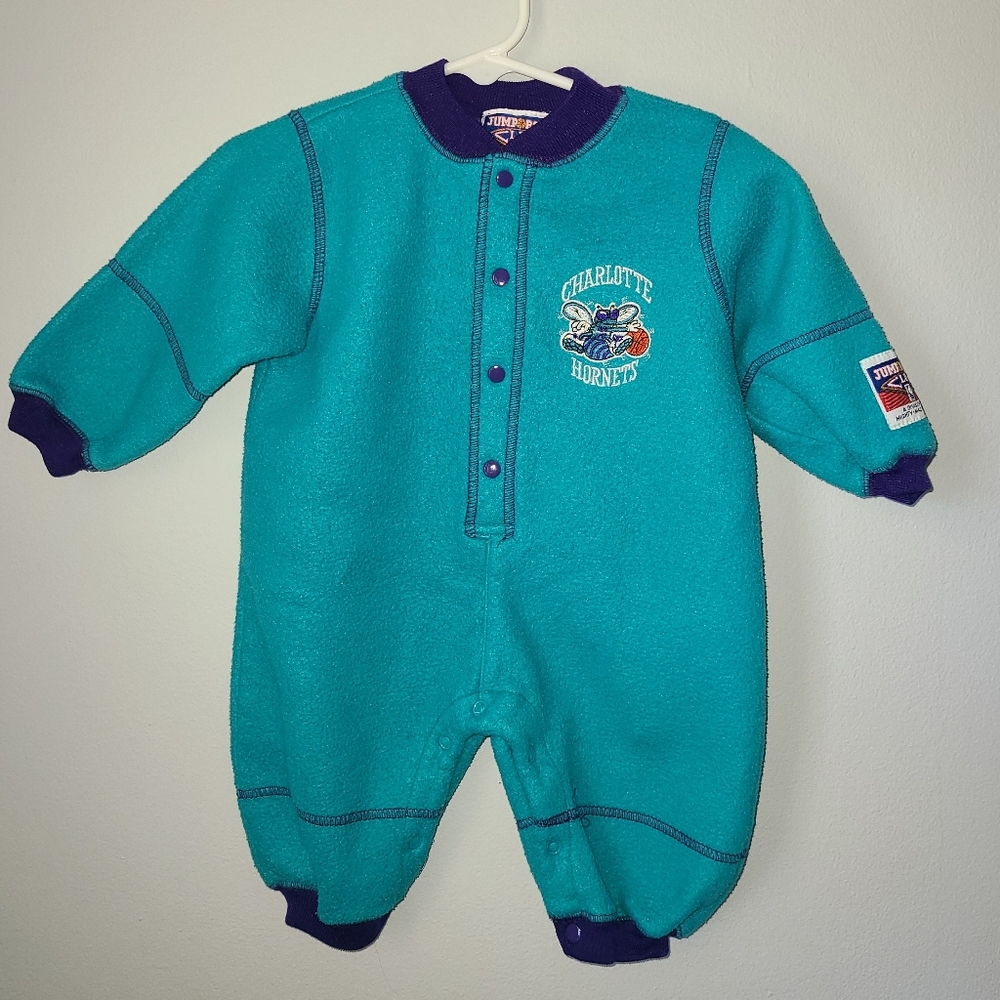 Vintage Kids Charlotte Hornets Jumpball Club 6-9 Months 90s Retro